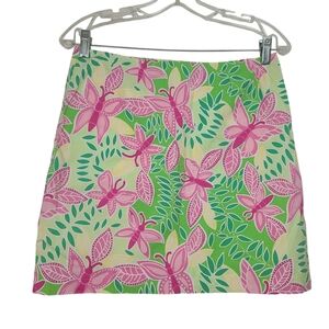Lilly Pulitzer Butterfly Pink Green Yellow Skirt 4